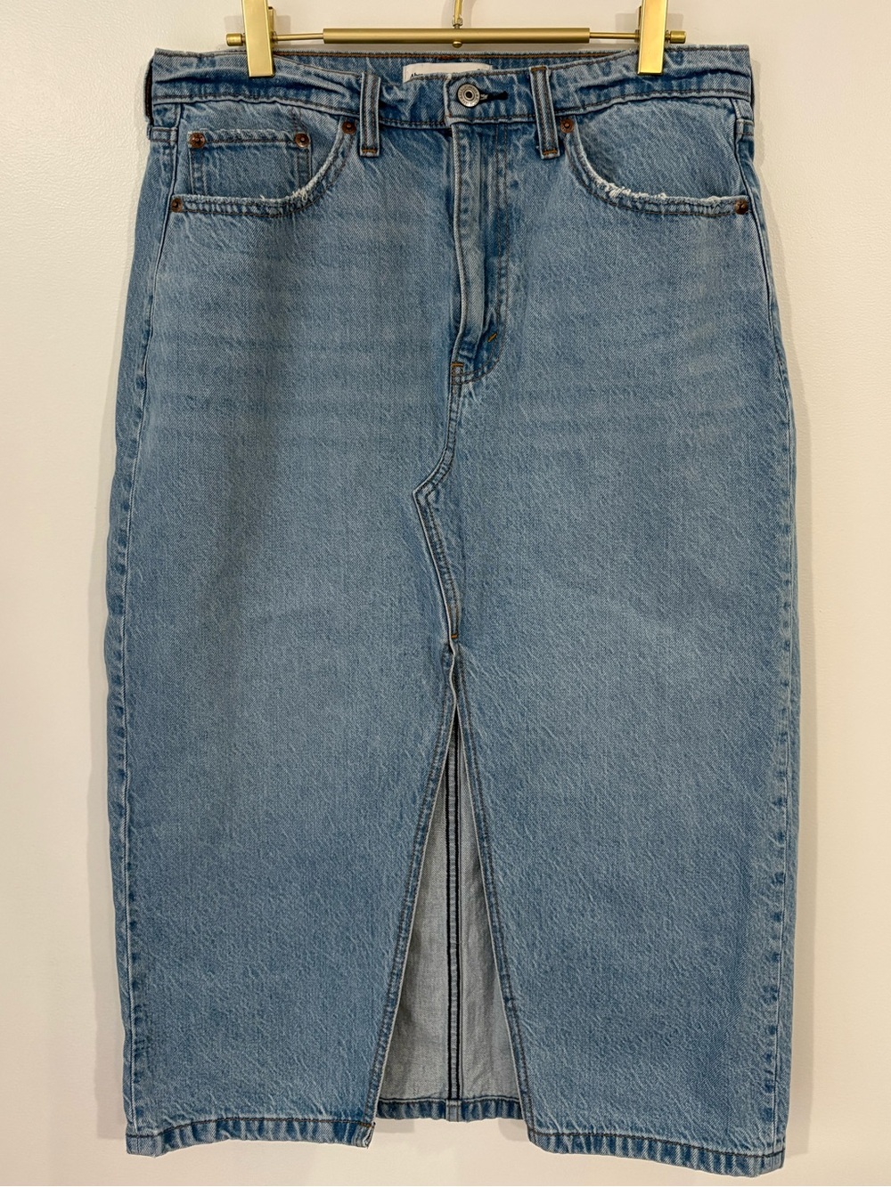 Abercrombie Light Blue Denim Midi Skirt